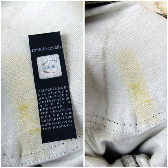 Just Cavalli Jeans Y2K Women 29 Brown Baroque Paisley Print Stretch Skinny Italy - Picture 10 of 15